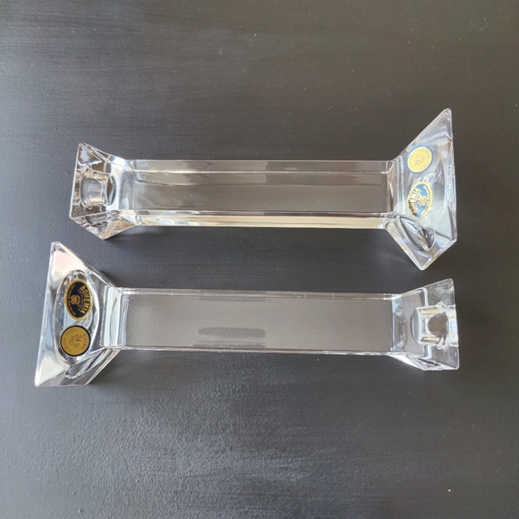 2 Bohemian (Czech Republic) 24% PBO lead crystal candle stick holders - Picture 4 of 16